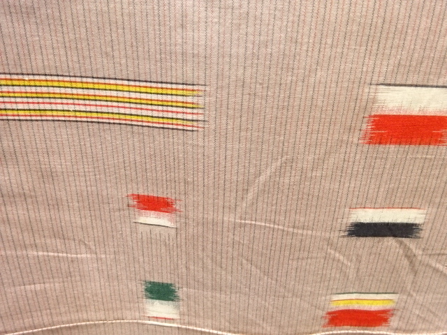 JAPANESE KIMONO / ANTIQUE KIMONO / MEISEN / SILK / WOVEN ABSTRACT PATTERN